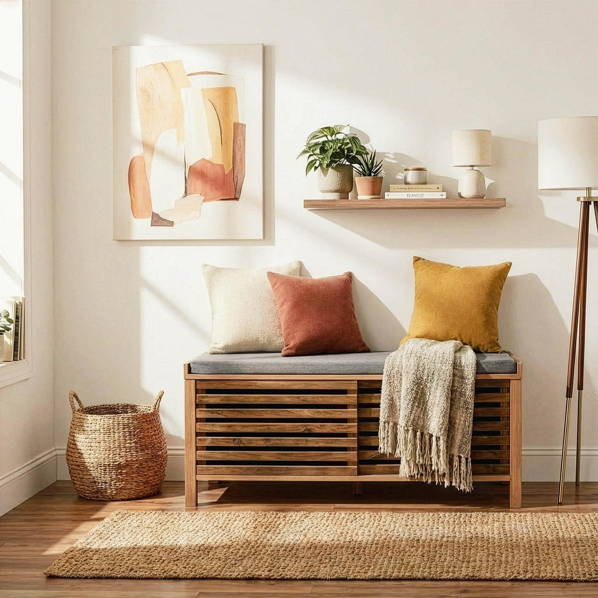 SCHUHBANK mit 2 Schiebetüren 43,5/112/51 cm - Nussbaumfarben, Holzwerkstoff (43.5/51/43cm) - Calicosy