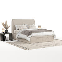 POLSTERBETT Tuvalu mit Stauraum 120/200 cm Hellbeige im Megan Stoff - Beige/Schwarz, Holz/Holzwerkstoff (120/200cm) - AltaBeds