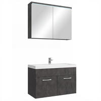 BADMÖBEL-SET Paso 3 Teile Dunkel Grau - 80 x 35 x 55 cm - Grau, Holz (80/55/20cm) - Badplaats