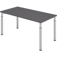 SCHREIBTISCH Serie-Y 80/160/74 cm in Graphitfarben/Silberfarben - Silberfarben/Graphitfarben, Holzwerkstoff (80/160/74cm) - bümö