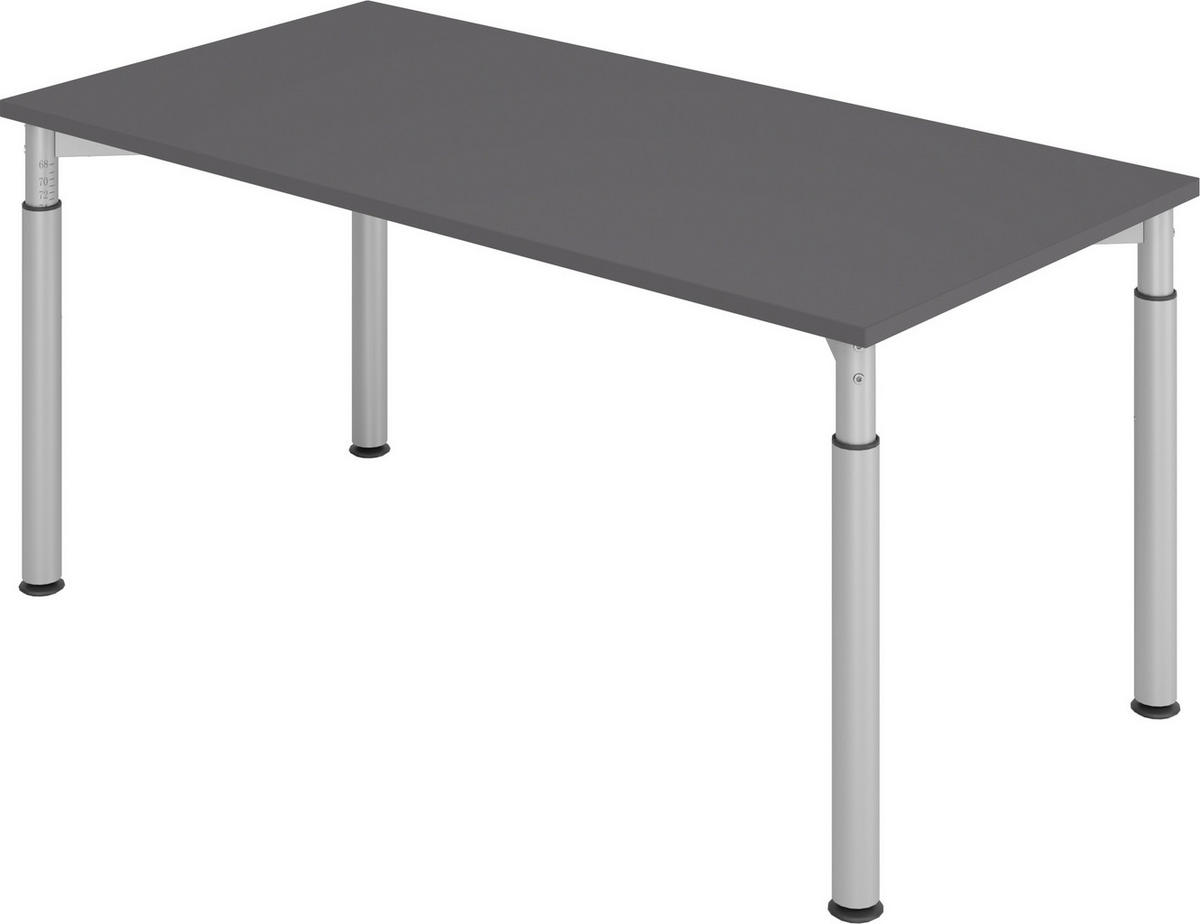 SCHREIBTISCH Serie-Y 80/160/74 cm in Graphitfarben/Silberfarben - Silberfarben/Graphitfarben, Holzwerkstoff (80/160/74cm) - bümö
