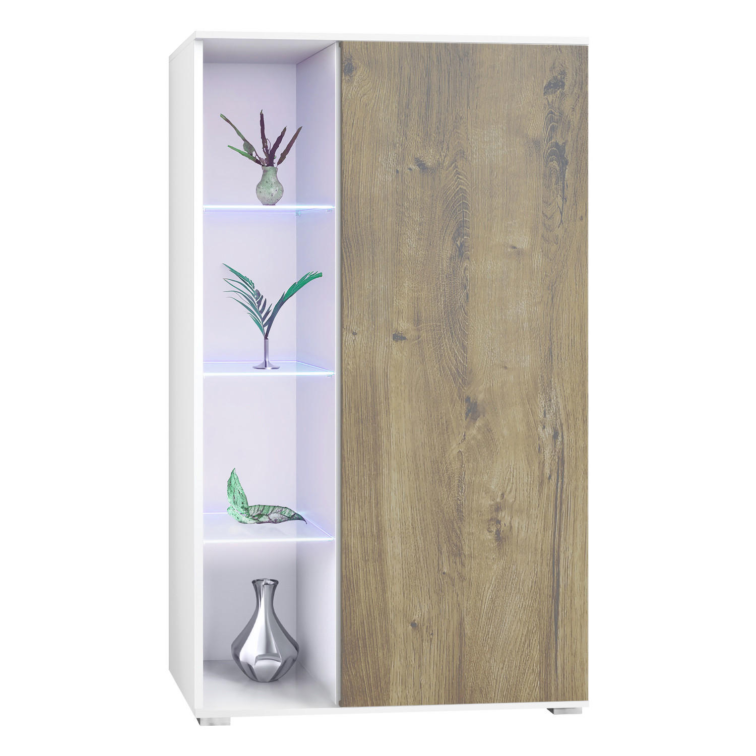 VITRINE Davos Eiche Ribbeck - Alteiche, Holzwerkstoff (71.5/134/35cm) - Vladon