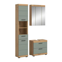 BADKOMBINATION 3tlg. Scout Bad in Artisan Eiche Nachbildung und Salbei Nachbildung B/H/T: 112x191x34 cm - Eiche Artisan, Holz (112/191/37cm)