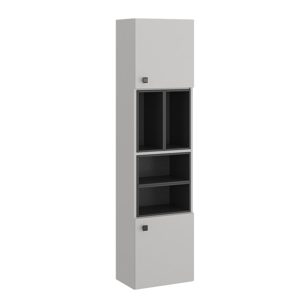 BADSCHRANK Gerta Grau 37.5 x 150 cm mit Tür und offenen Fächern - Grau, Holzwerkstoff (37.5/150/26cm) - Vicco