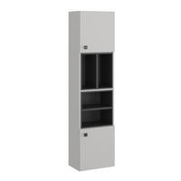 BADSCHRANK Gerta Grau 37.5 x 150 cm mit Tür und offenen Fächern - Grau, Holzwerkstoff (37.5/150/26cm) - Vicco