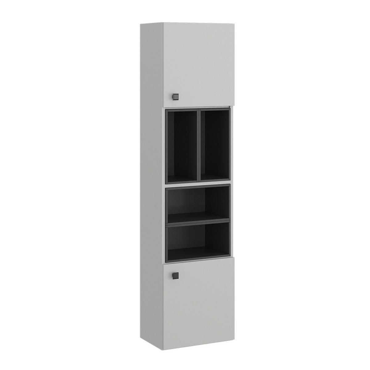 BADSCHRANK Gerta Grau 37.5 x 150 cm mit Tür und offenen Fächern - Grau, Holzwerkstoff (37.5/150/26cm) - Vicco