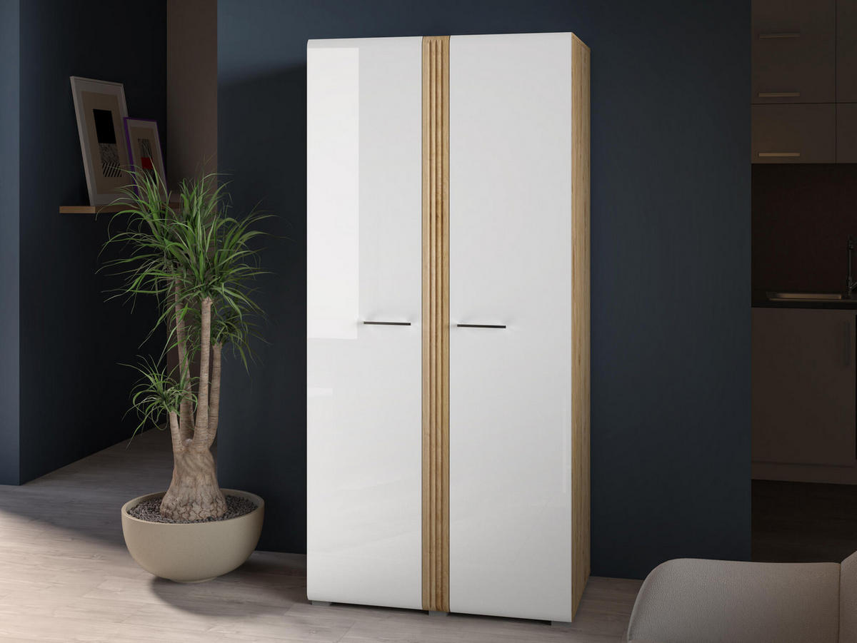 KLEIDERSCHRANK ADAGIO Weiß 92x56x196 cm - Weiß, Holzwerkstoff (92/196/56cm) - FURNLUX