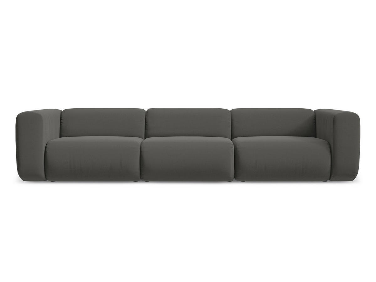 4-SITZER-SOFA Samt Stoff Grau - Dunkelgrau/Schwarz, Kunststoff/Textil (319/70/89cm) - Makamii