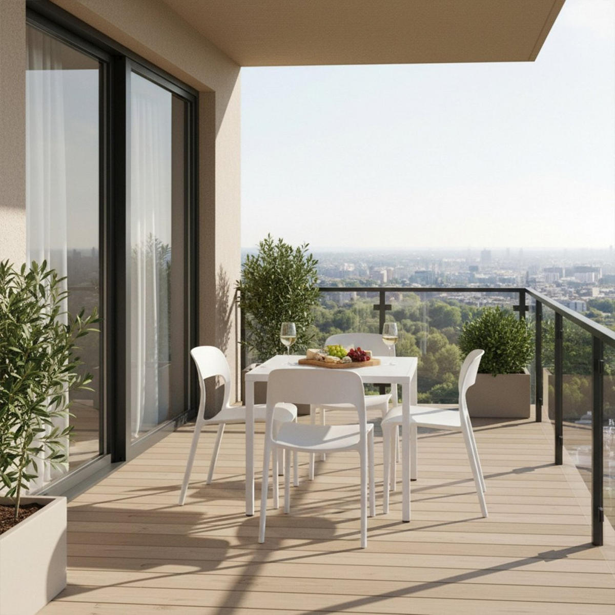 STUHL FÜR DRAUSSEN Klint Weiß 46 cm x 83 cm - Weiß, Kunststoff (46/83/58cm) - Klast Home