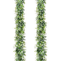 GIRLANDE 2-teiliges Set Künstlicher Eukalyptus mit weißen Blüten 180 cm - Multicolor, Kunststoff (10cm)