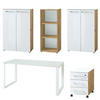 BÜRO-SET MUENCHEN 5-teilig | Glasfront Abschließbar | Schreibtisch, Container, 2 Schränke, Regal | Chalet-Eiche-Nb./Weiß - Weiß/Braun, Holzwerkstoff/Metall (415/120/80cm) - KADIMA DESIGN