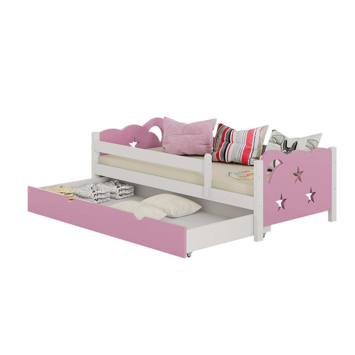 KINDERBETT Jessica Rosa 80x160 cm mit Schublade, ohne Matratze - Pink/Weiß, Holzwerkstoff (166/53/86cm) - VitaliSpa