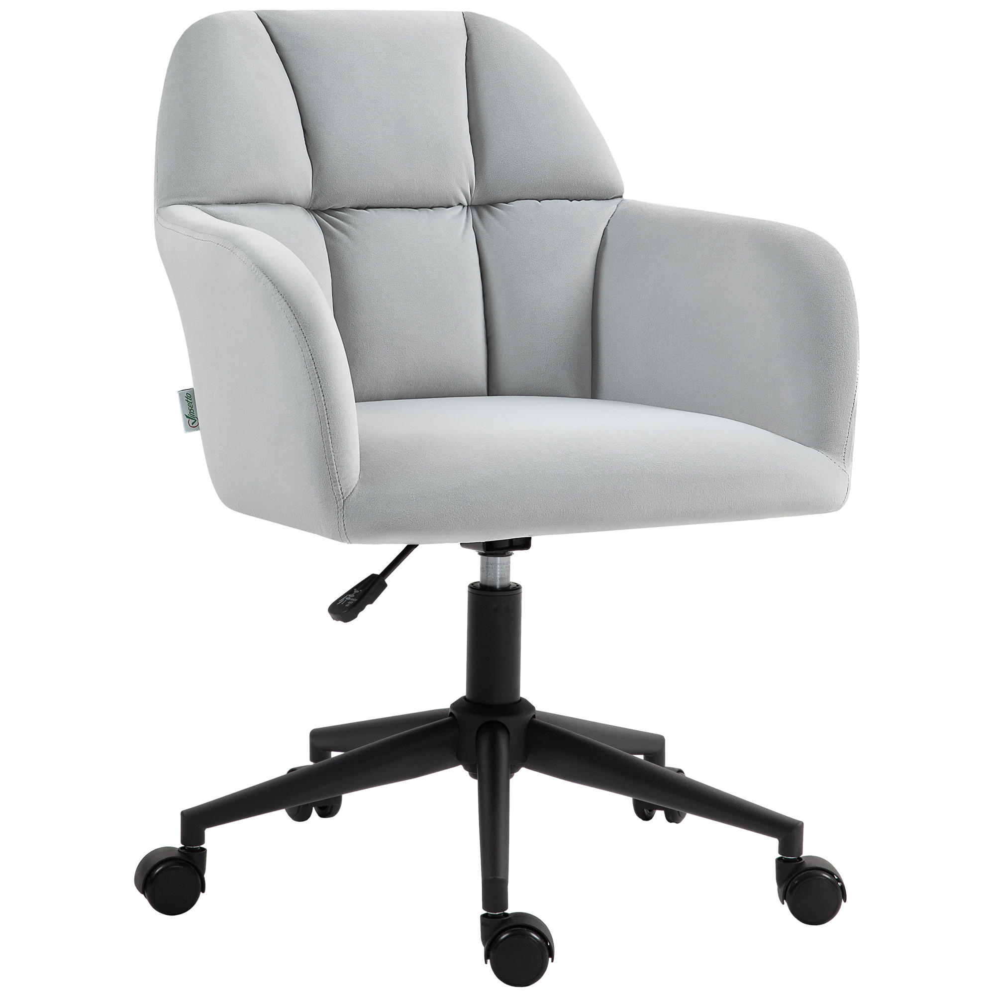 BÜROSTUHL, Grün/Hellgrau/Rosa, Samt(100% Polyester), Nylon - Hellgrau, Kunststoff (58.5/86/58cm) - Vinsetto
