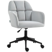 BÜROSTUHL, Höhenverstellbarer Schreibtischstuhl mit Samtoptik, Rückenlehne - Hellgrau, Kunststoff (58.5/86/58cm) - Vinsetto