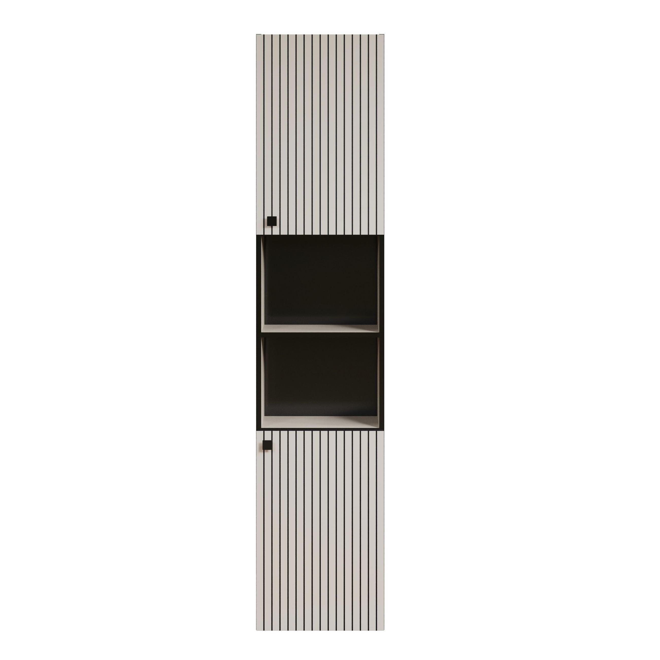 BADEZIMMERSÄULE mit Rillen, 2 Türen und 2 Fächern - purebliss 112/15/44,5 cm - Hellgrau, Holzwerkstoff (40/186/31cm) - Trendteam