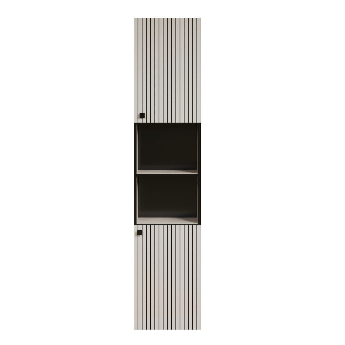 BADEZIMMERSÄULE mit Rillen, 2 Türen und 2 Fächern - purebliss 112/15/44,5 cm - Hellgrau, Holzwerkstoff (40/186/31cm) - Trendteam