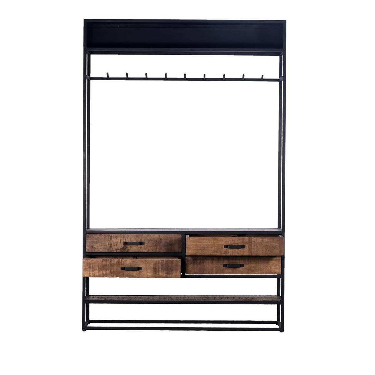 GARDEROBENSCHRANK aus Metall/Holz 130x35x200cm, braun - Braun, Holz/Metall (130/200/35cm) - Giga Meubel