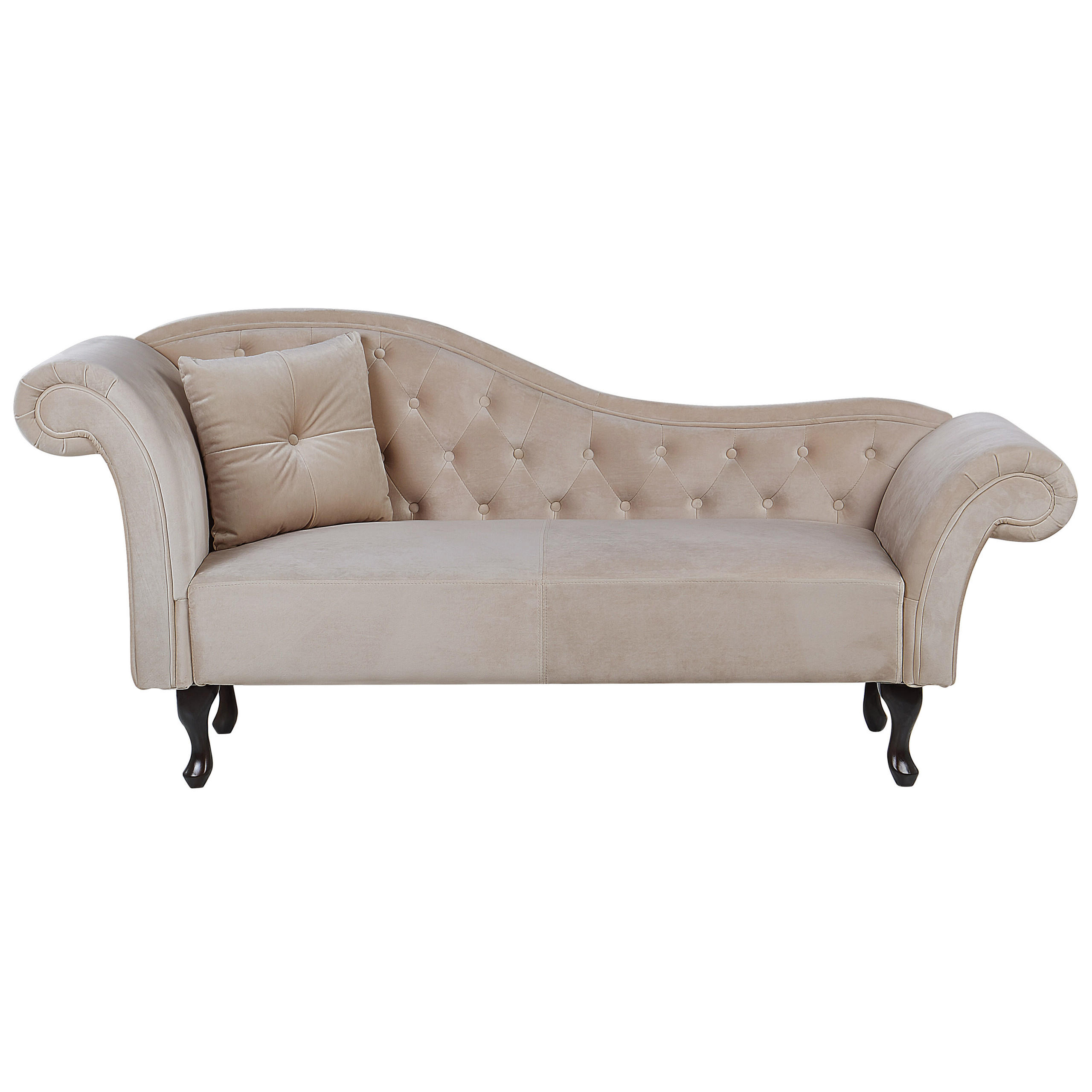CHAISELONGUE Samtstoff beige linksseitig Lattes - Beige, Textil (188/87/59cm) - Beliani