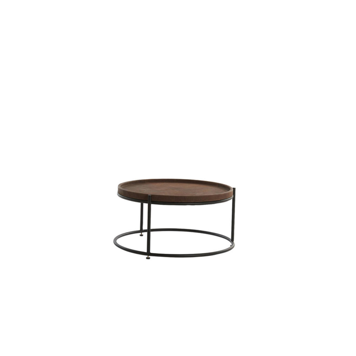 COUCHTISCH JAIRO 2er Set, Leder, Braun-Schwarz - Schwarz/Braun, Leder (79/79/38cm) - Light & Living
