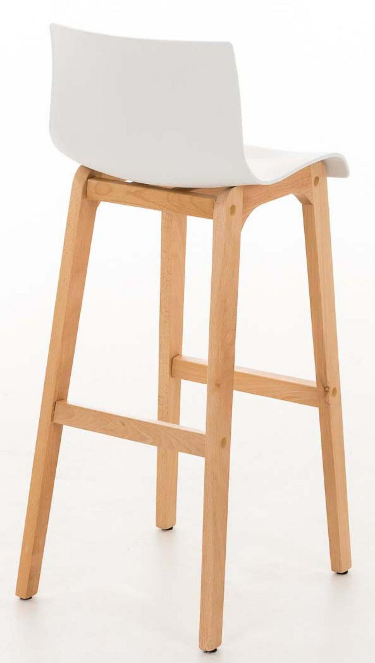 BARHOCKER 2er Set Holz weiß - Eukalyptusholzfarben/Weiß, Holz (41/101/46cm) - CLP