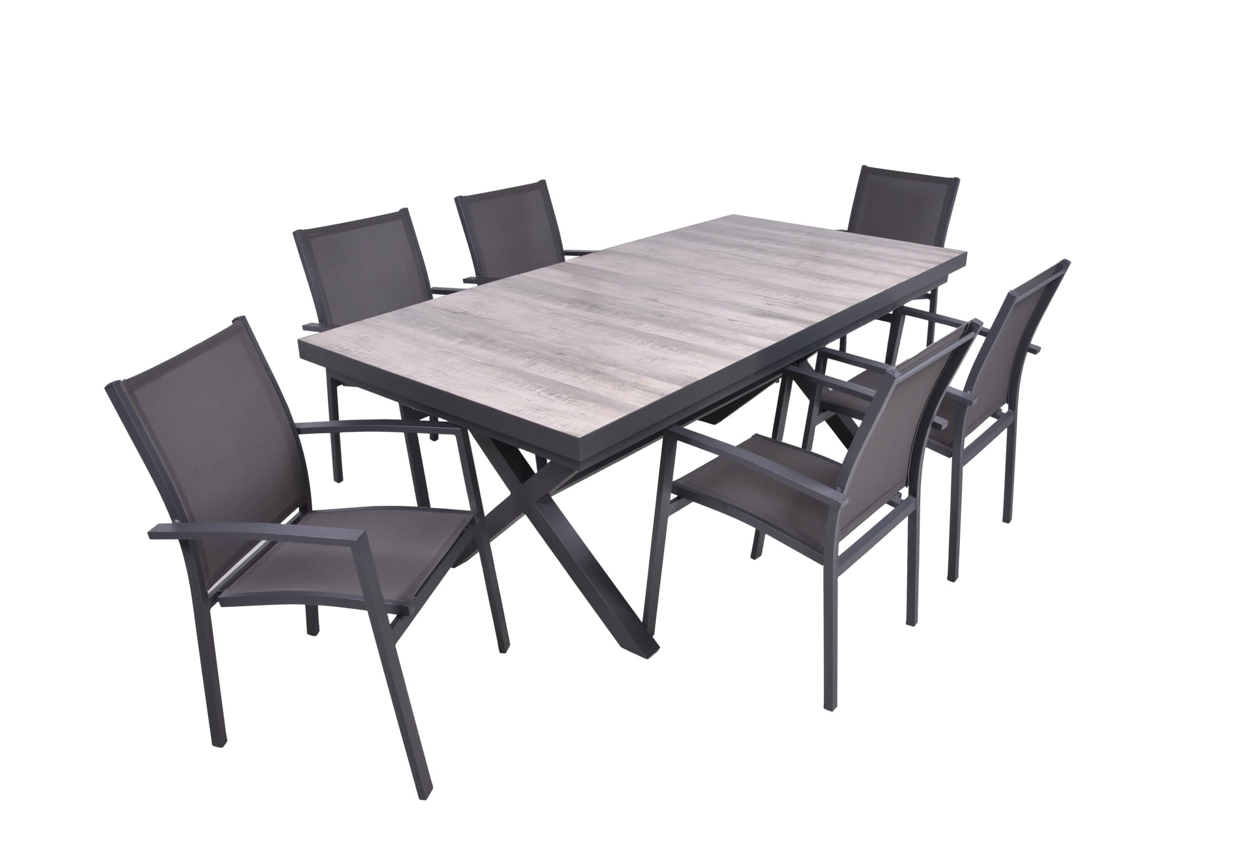 GARTEN-SITZGRUPPE Jana 7-teilig Gartenmöbel-Set - Grau, Metall - DELUKE