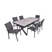 GARTEN-SITZGRUPPE Jana 7-teilig Gartenmöbel-Set - Grau, Metall - DELUKE