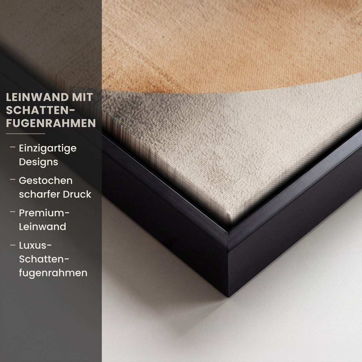 LEINWAND Bilder mit Rahmen - Abstrakt - Wellen - Schwarz - Verwittert - 40x60 - Trüffeleichefarben, Textil (40/60cm) - MuchoWow