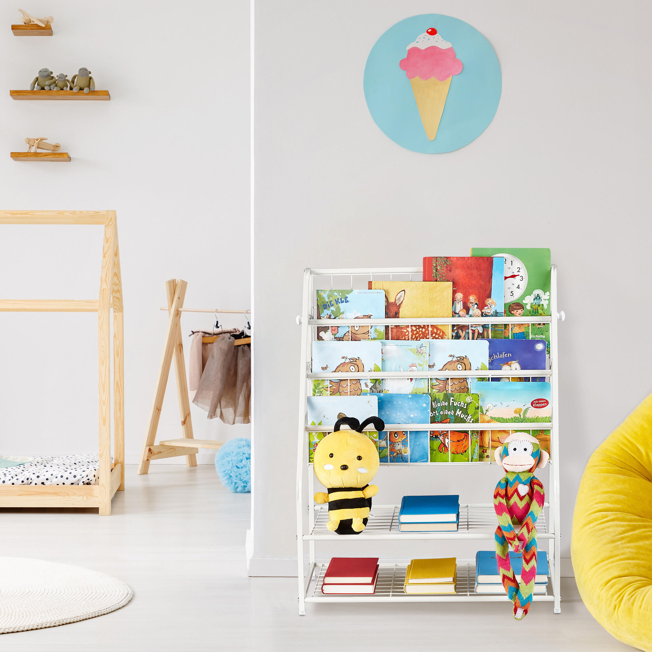 Relaxdays ZEITSCHRIFTENREGAL Weiß 67cm × 37cm × 81cm