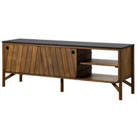 SIDEBOARD Mango 185x45x65 braun geölt / dunkler Granit LOS ANGELES #106 - Braun, Holz (185/65/45cm) - Massivmoebel24
