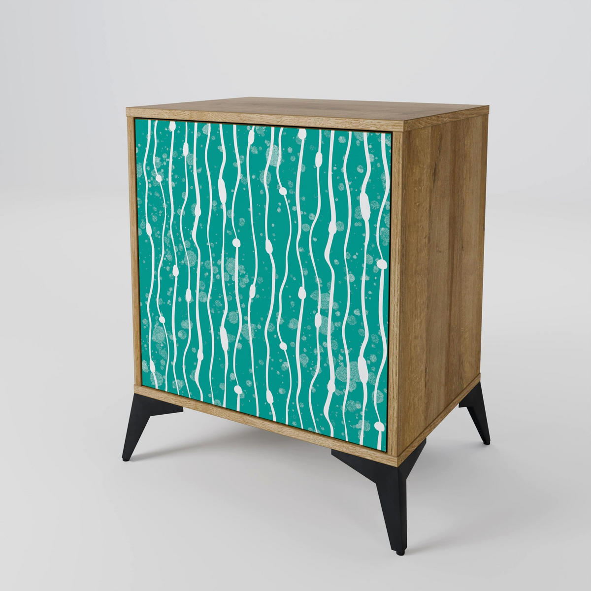 SIDEBOARD TURQUOISE RAIN, Eichefarben, 57,5x42x77,5 cm, Schräge Buchenholzfüße - Eichefarben/Buchefarben, Holzwerkstoff/Buchenholz (57.5/77.5/42cm) - SpaceRebels