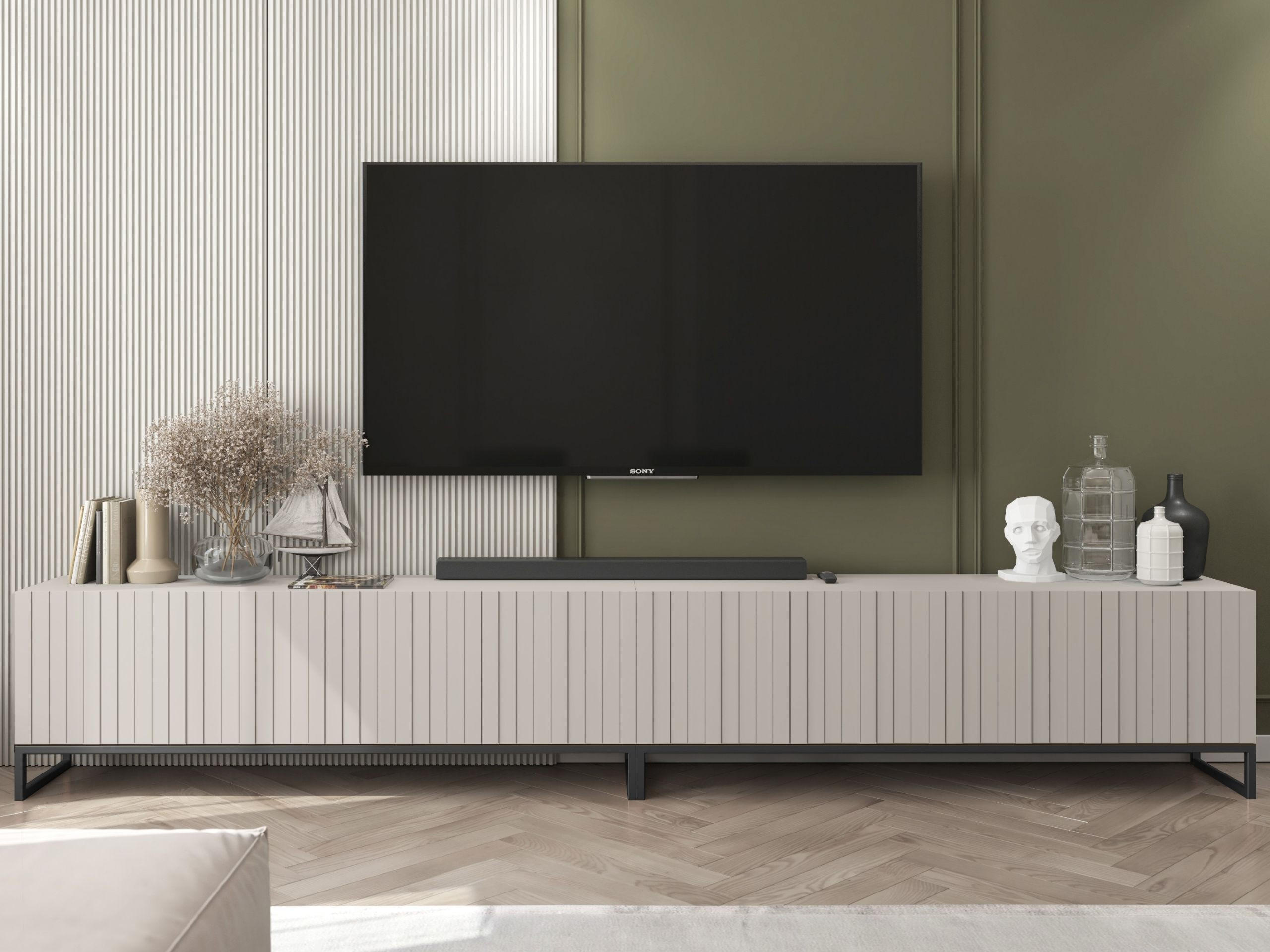 TV-LOWBOARD 2er-Set Elpis Kaschmir matt mit schwarzem Metallrahmen 150 cm - Kaschmir, Holzwerkstoff (300/51.5/36.5cm) - Meble Lindner