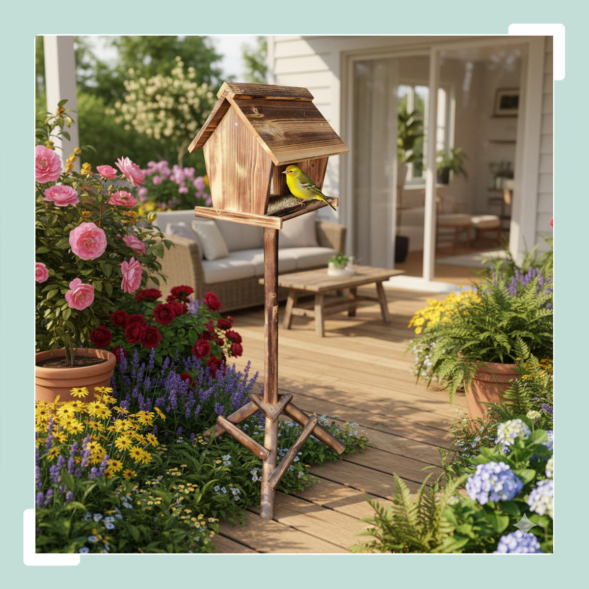 VOGELFUTTERHAUS - Braun, Holz (32/107/27cm) - Relaxdays