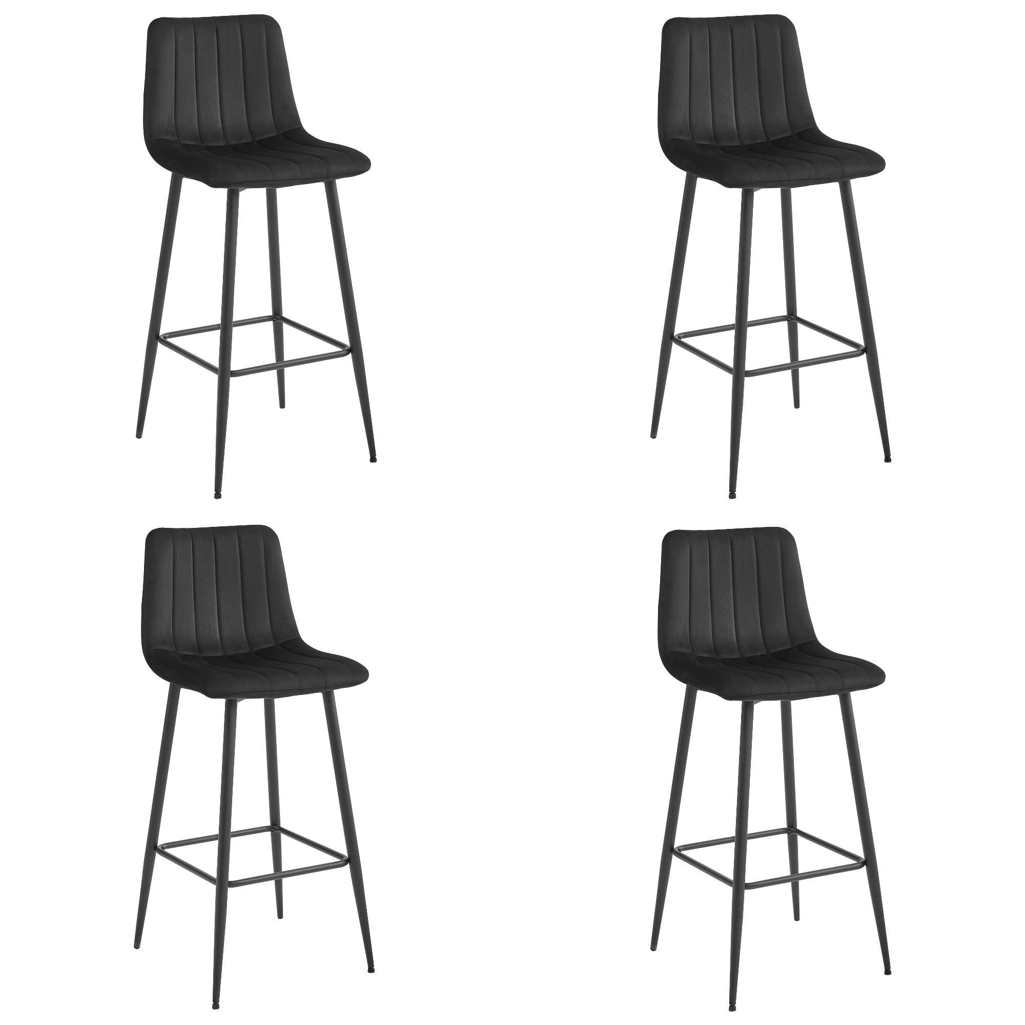 BARHOCKER 4-er Set POZZA schwarzer Sitz, schwarze Basis - Schwarz, Metall (43/104/35cm) - Valora