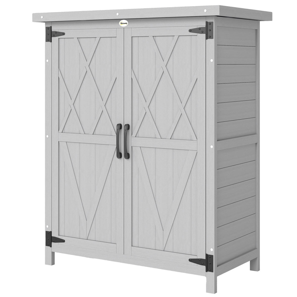 GERÄTESCHUPPEN DE-17602 3 Böden, verzinktes Metalldach Grau - Grau, Holz (75/90/40cm) - ComfortXL