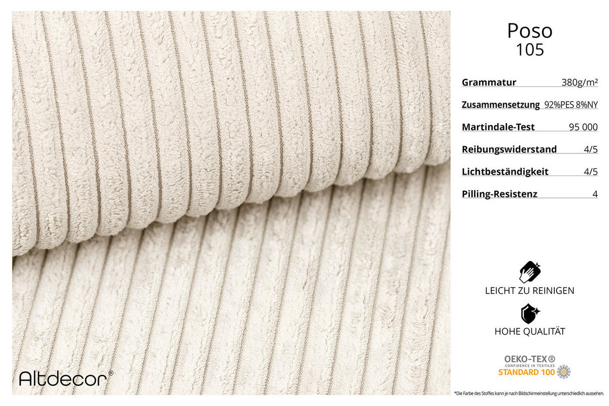 WOHNLANDSCHAFT IREA-U1 - 301x165x80 cm Beige - Beige, Holzwerkstoff/Textil (301/80/165cm) - ALTDECOR