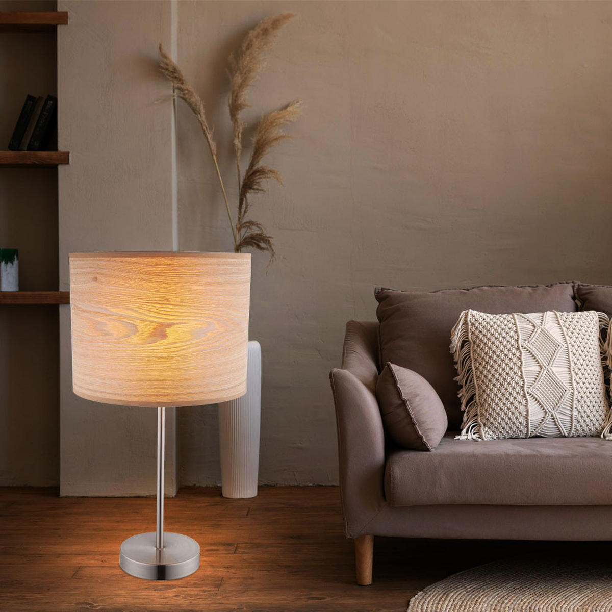 TISCHLEUCHTE AMY II Holzoptik Braun - Braun, Metall (26/26/50cm) - Globo Lighting