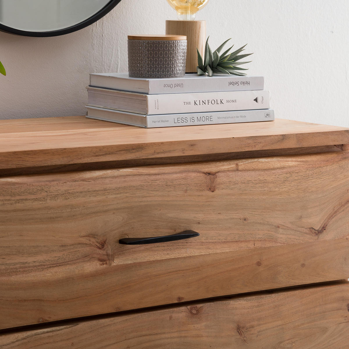 KOMMODE - Akazie massiv / Metall - Akaziefarben, Holz (90/113/43cm) - home24