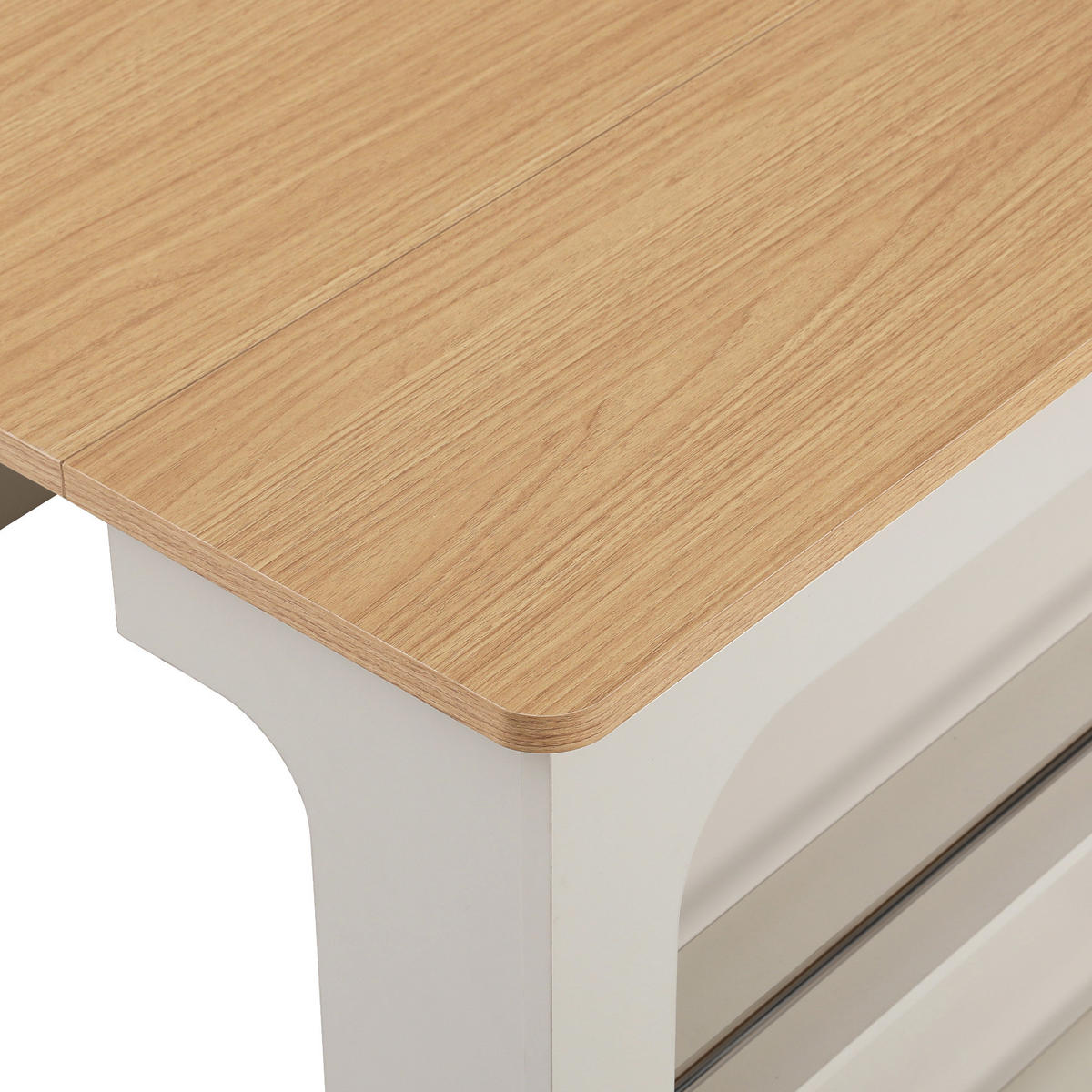 KÜCHENINSEL aus MDF 80x71-151x92 cm Weiß mit Steckdosenleiste - Weiß, Holzwerkstoff (151/92/80cm) - Modfu