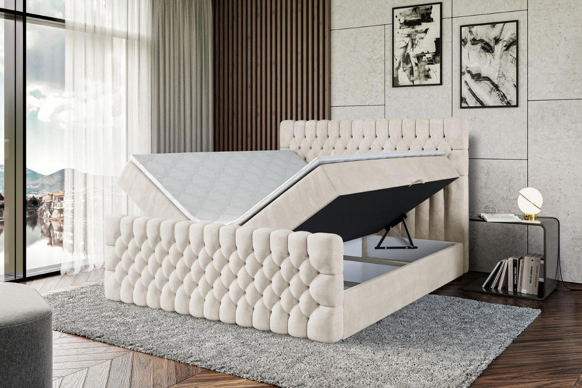 BOXBETT SERENE-Z - 140 x 200 - H4 - Ecru - Ecru, Holzwerkstoff (140/200cm) - ALTDECOR