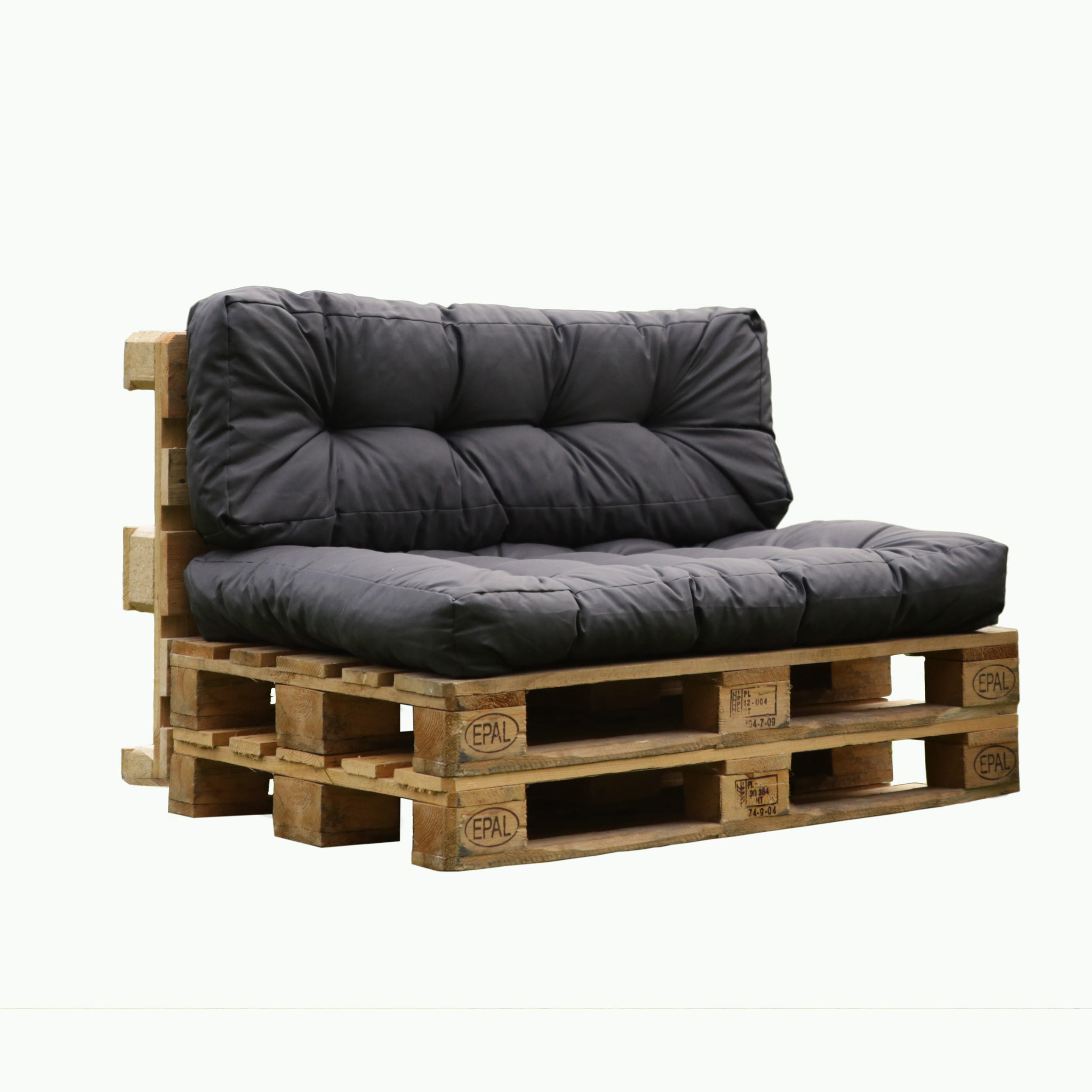 PALETTENSITZKISSEN 1 Set aus Sitz- und Rückenkissen Anthrazit - Anthrazit, Textil (80/17/120cm) - TiborTex