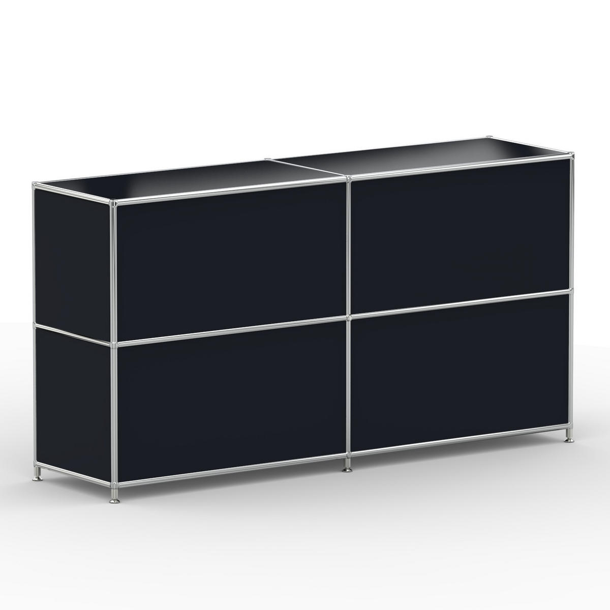 AKTENSCHRANK, 4 Klappen & Schloss, Breite 152 cm, Graphitschwarz - Chromfarben/Silberfarben, Metall (40/80.5/152.2cm) - Versee