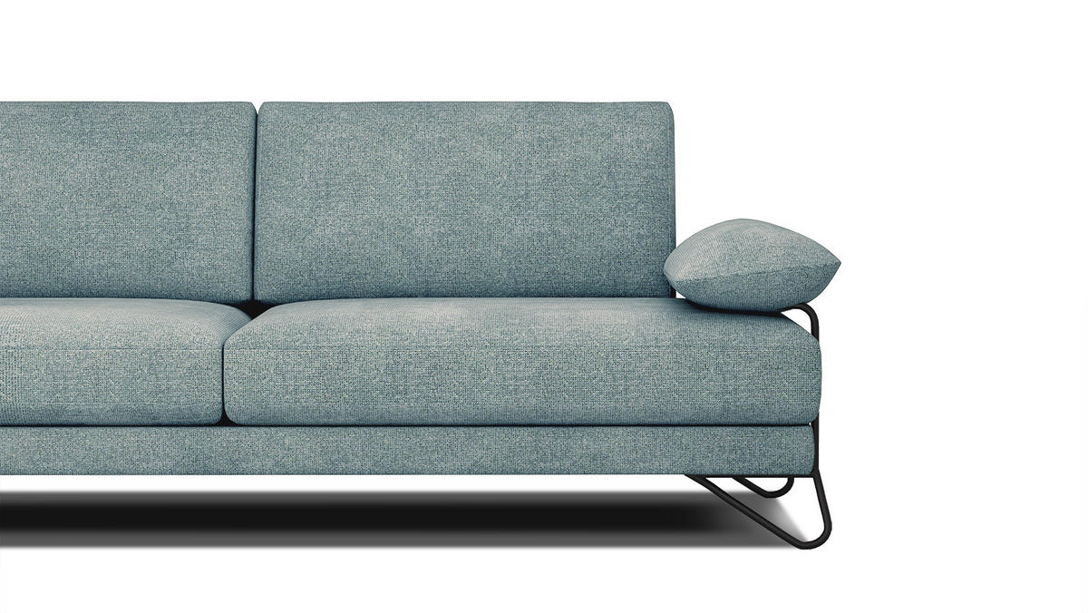 SOFA LORI 3-Sitzer, mintgrün - Schwarz/Mintgrün, Holzwerkstoff/Textil (245/87/96cm) - Courtois Laville