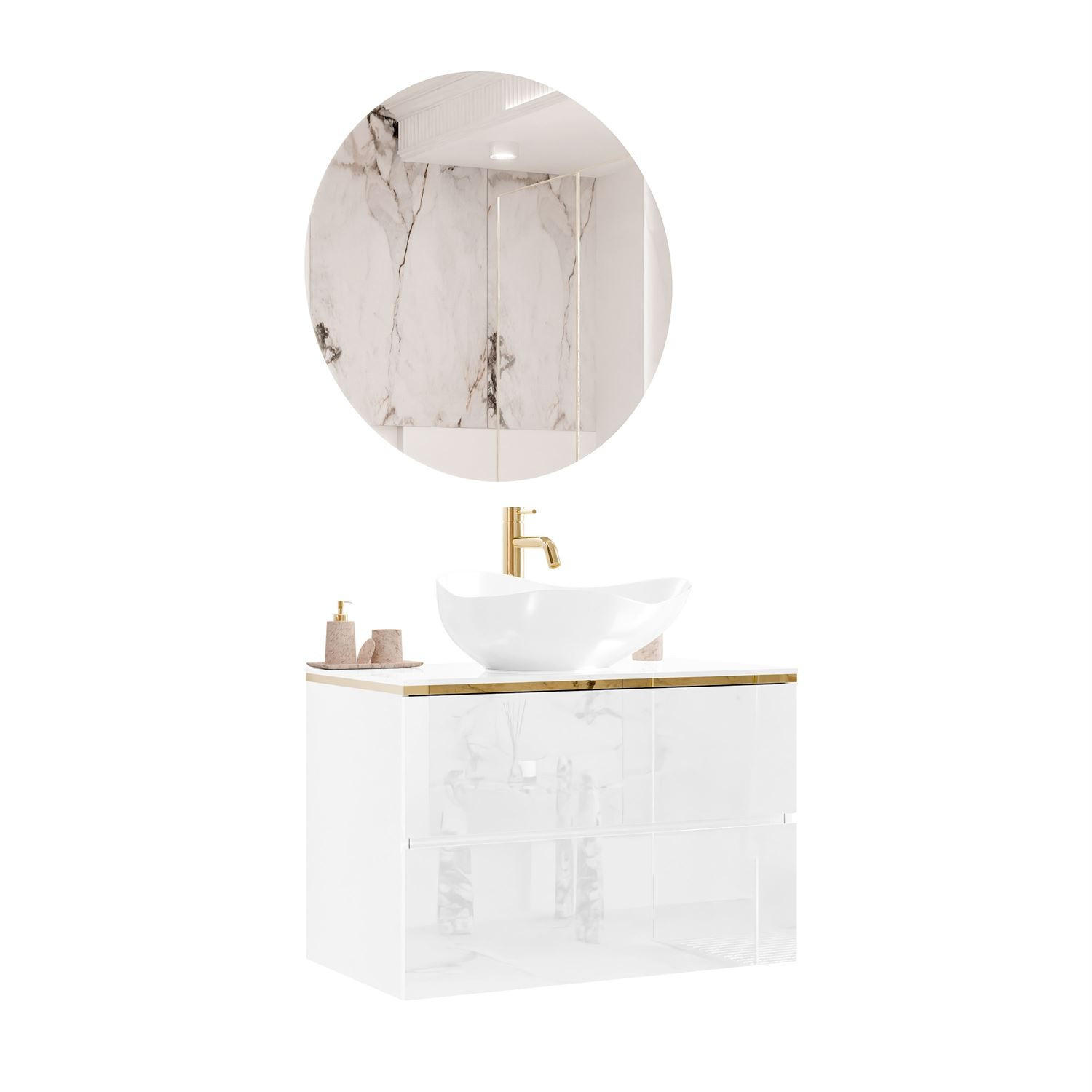 Lookway Badmöbel-Set Weiß 80x55x45 cm