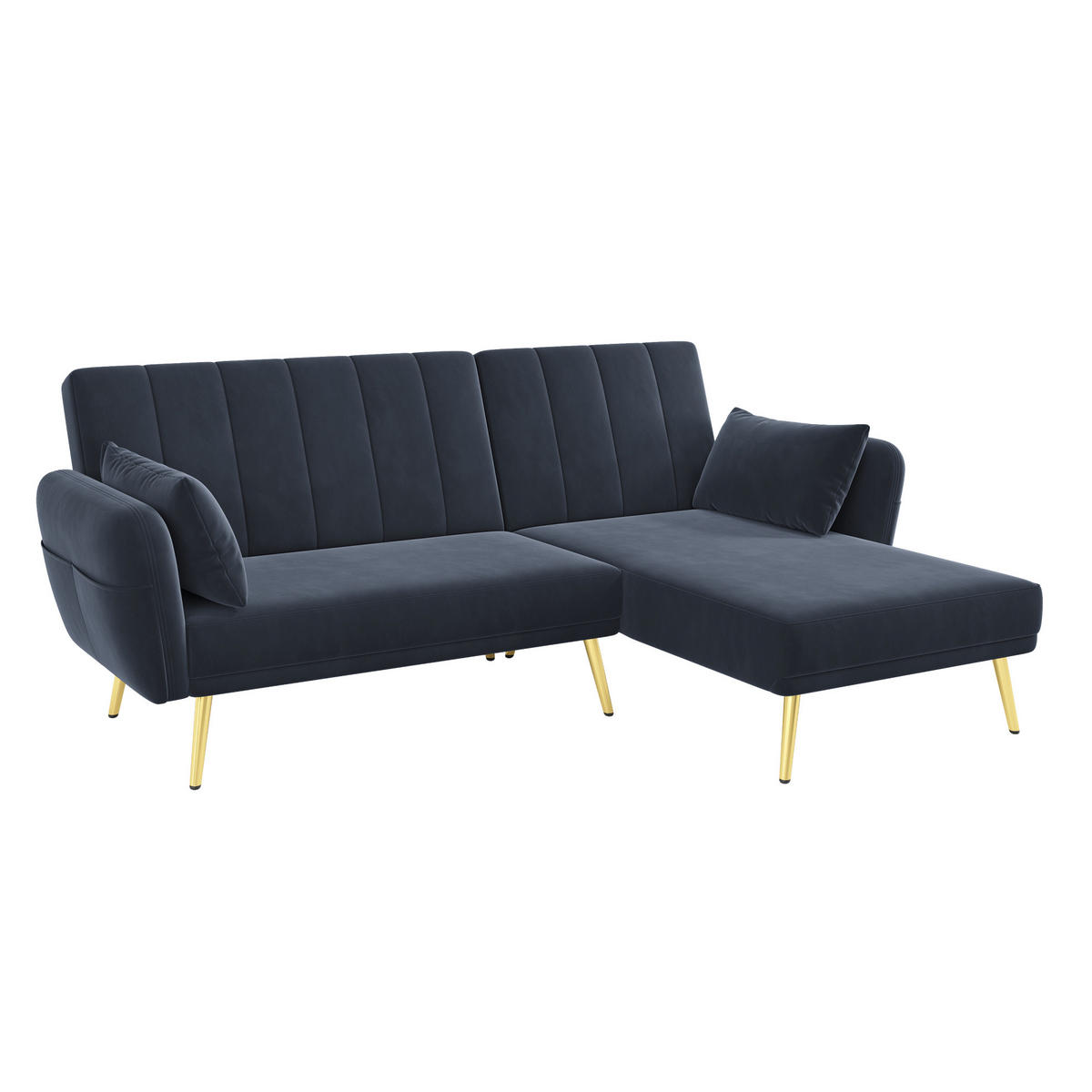 ECKSOFA, Samt mit Schlaffunktion & verstellbarer Rückenlehne, 191,5/130,5/80 cm, Schwarz - Schwarz, Textil (130.5/191.5cm) - Redom