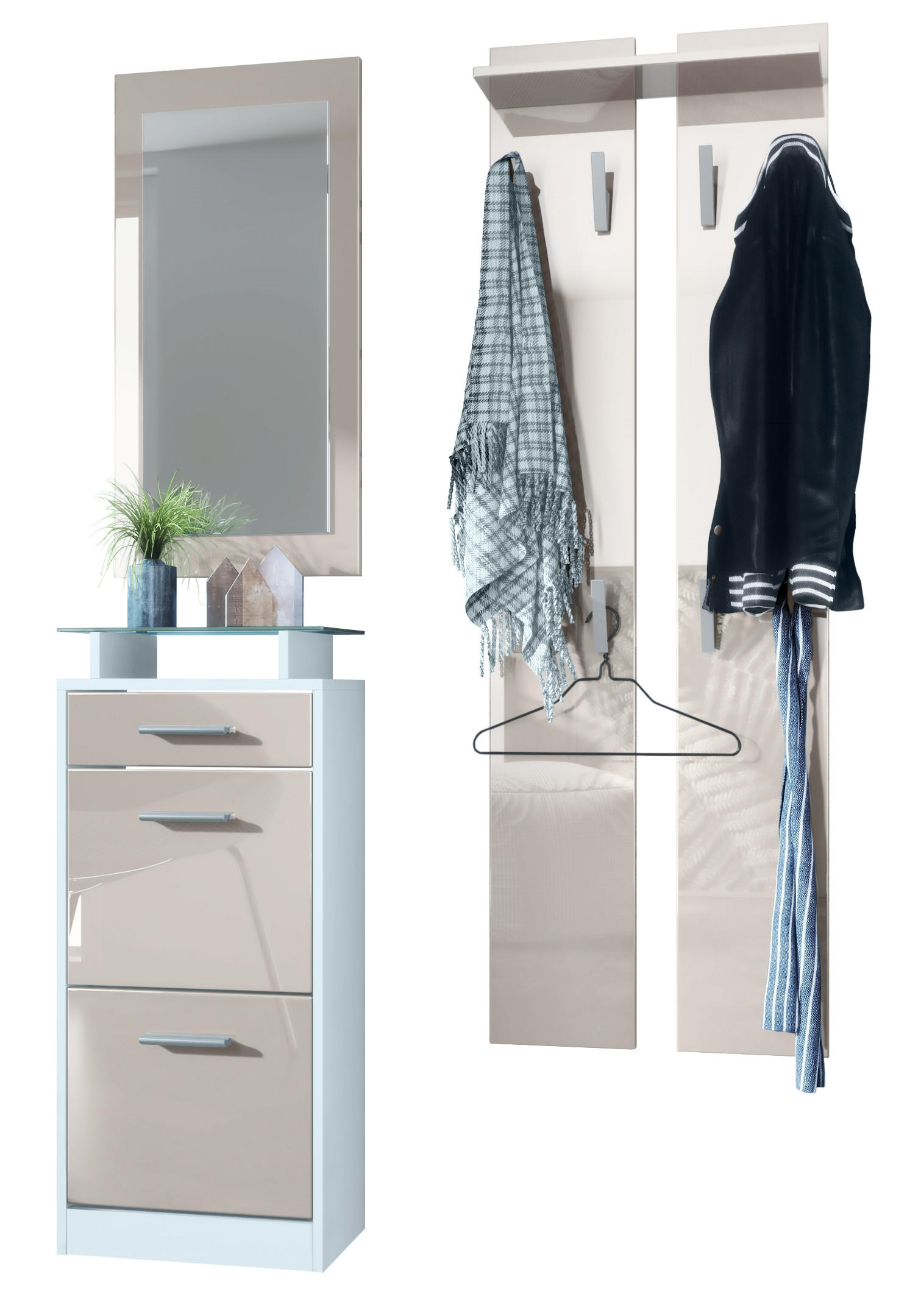 GARDEROBE Loret Front in Sandgrau Hochglanz - Sandfarben, Holzwerkstoff (140/200/23cm) - Vladon