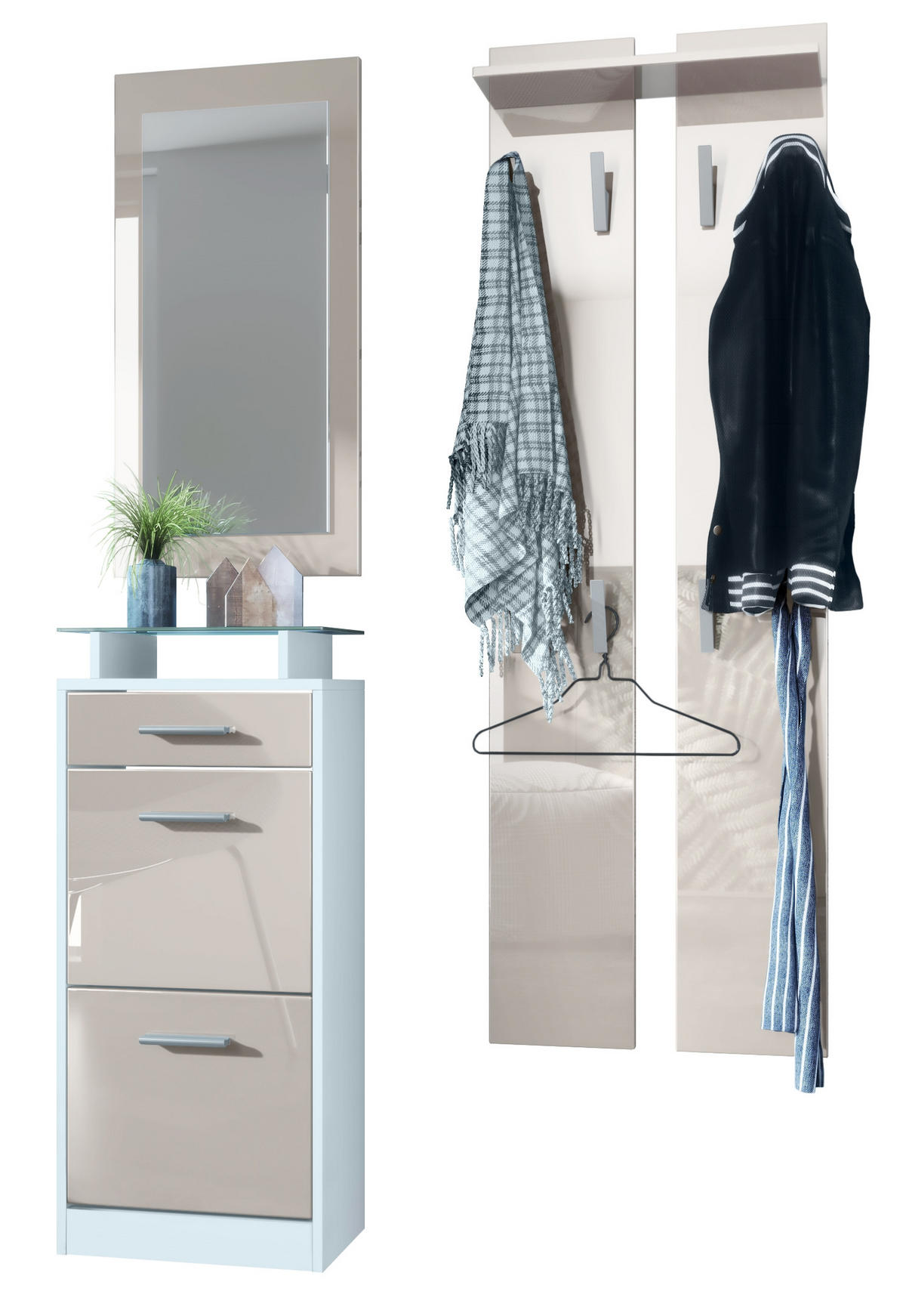 GARDEROBE Loret Front in Sandgrau Hochglanz - Sandfarben, Holzwerkstoff (140/200/23cm) - Vladon