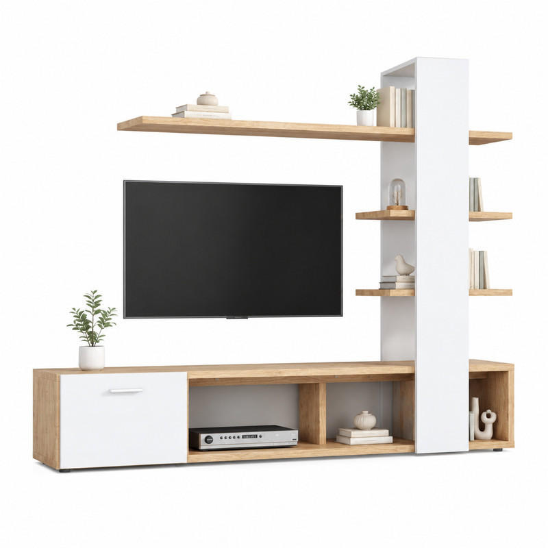 Beauniv Tv-Wandschrank Weiß 33.5x151.5x180 cm