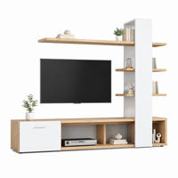TV-WANDSCHRANK mit Regalen 180 x 33,5 x 151,5 cm Weiß/Wood - Weiß, Holzwerkstoff (33.5/151.5/180cm) - Beauniv