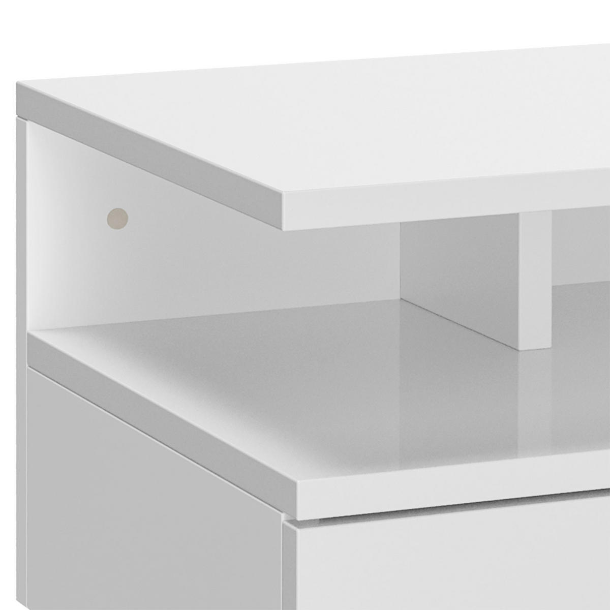 NACHTSCHRANK 2er-Set DE-12908 Schublade und offenes Fach Weiß - Weiß, Holzwerkstoff (32/22.5/35cm) - ComfortXL