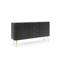 KOMMODE Breite ZOVA Schwarz-Gold, 168x87x39cm 3 Schubladen, 2 Schränke - Goldfarben/Creme, Holzwerkstoff/Kunststoff (168/87/39cm) - DomoHome